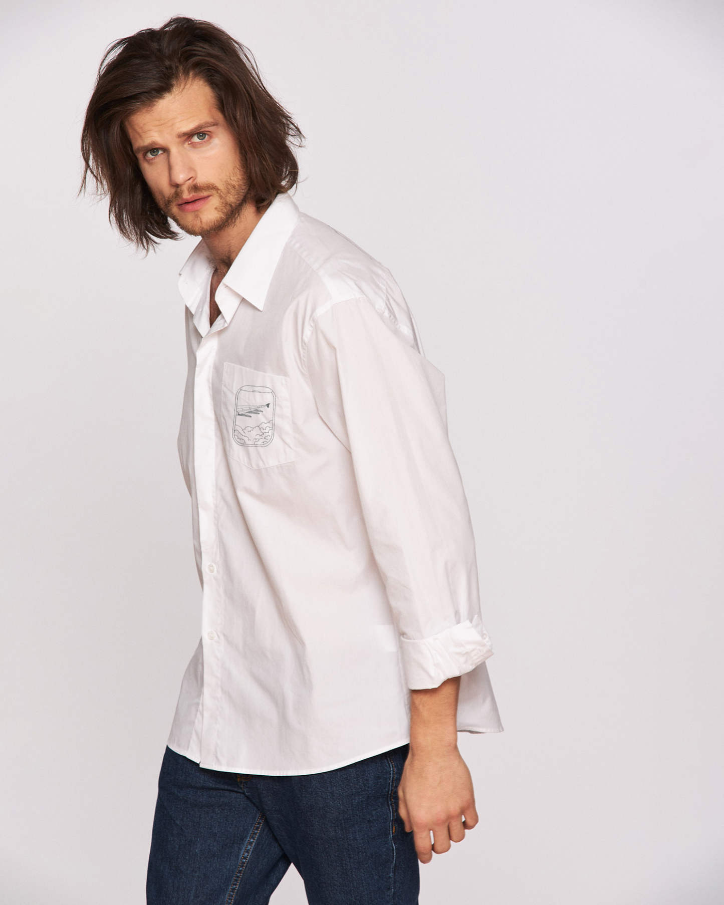 Cămașă bărbați pictată manual "Travel mistery"