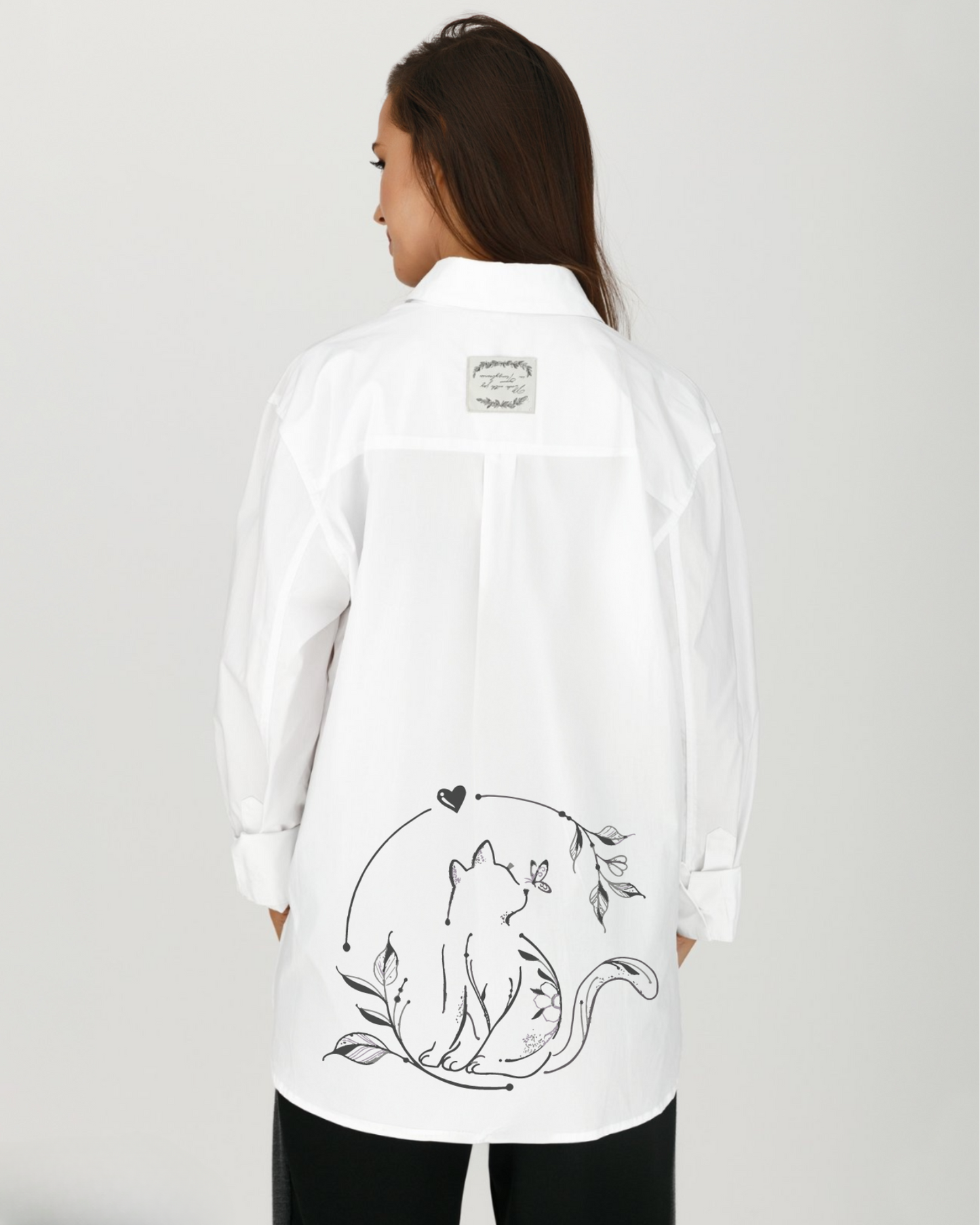 Cămașă damă oversized "Cat love"