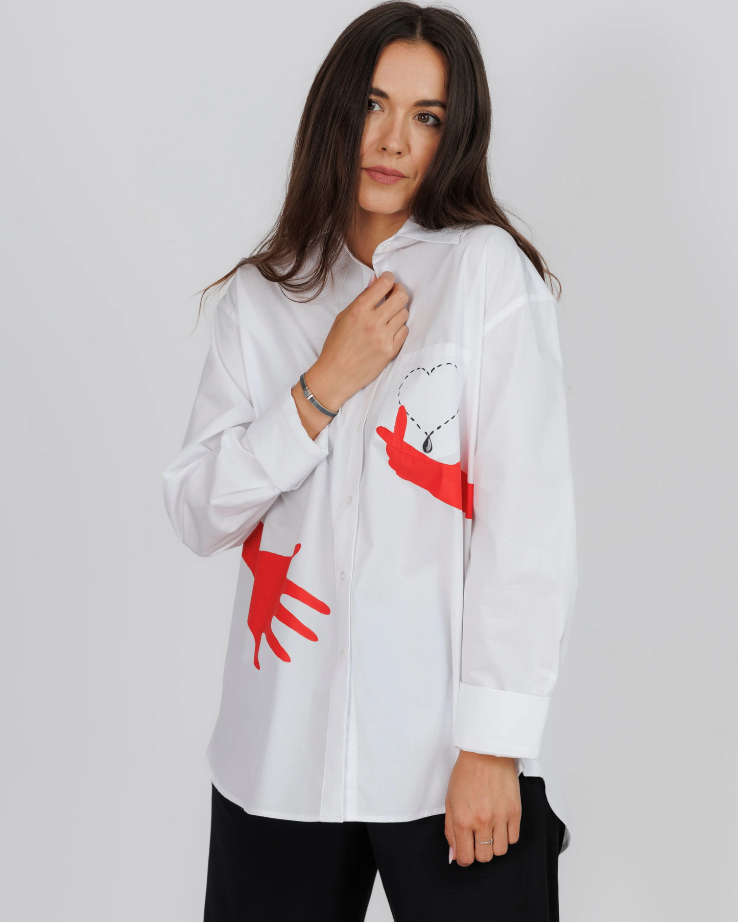 Cămașă damă oversized "Red heart"