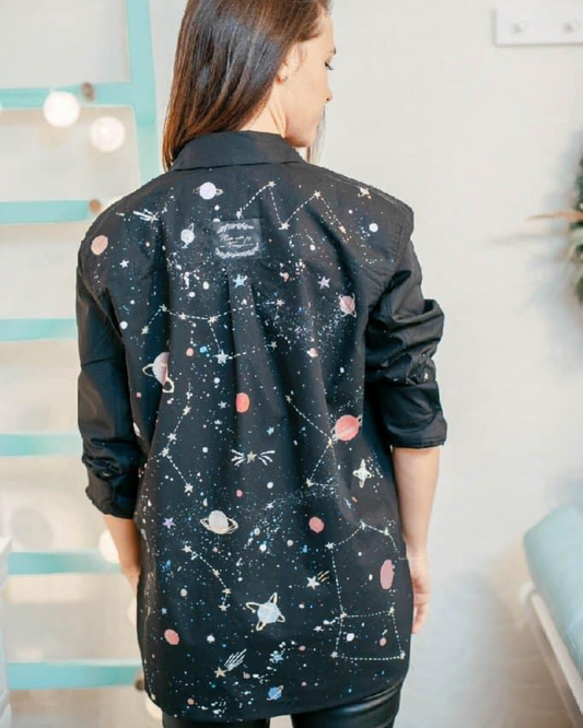 Cămașă damă oversized "Galaxies on my mind"