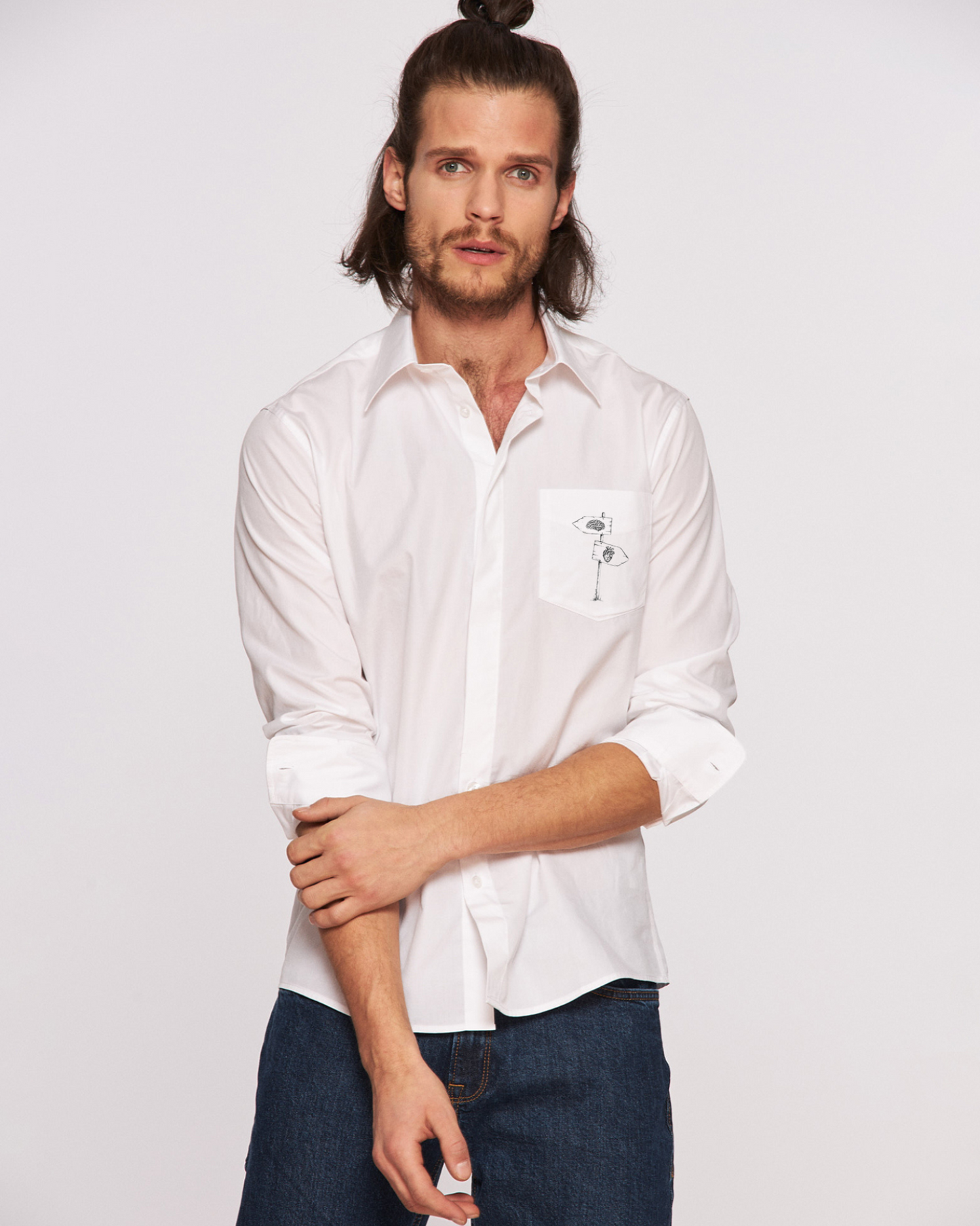 Cămașă bărbați pictată manual "I think, I feel"