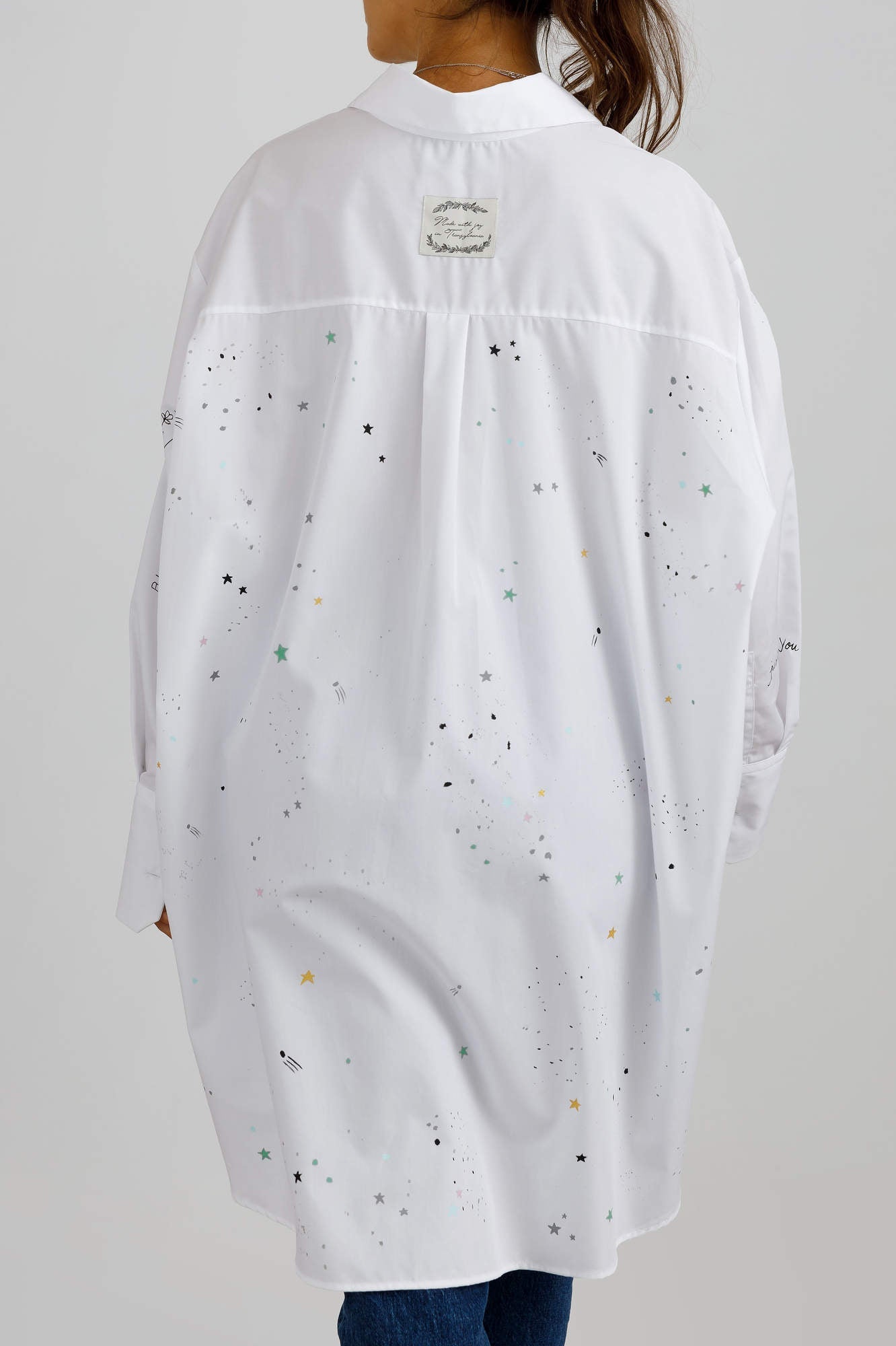 Cămașă damă pictată manual "Tiny Stars"