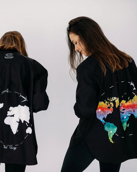 Cămașă damă oversized "The explorer and the world"