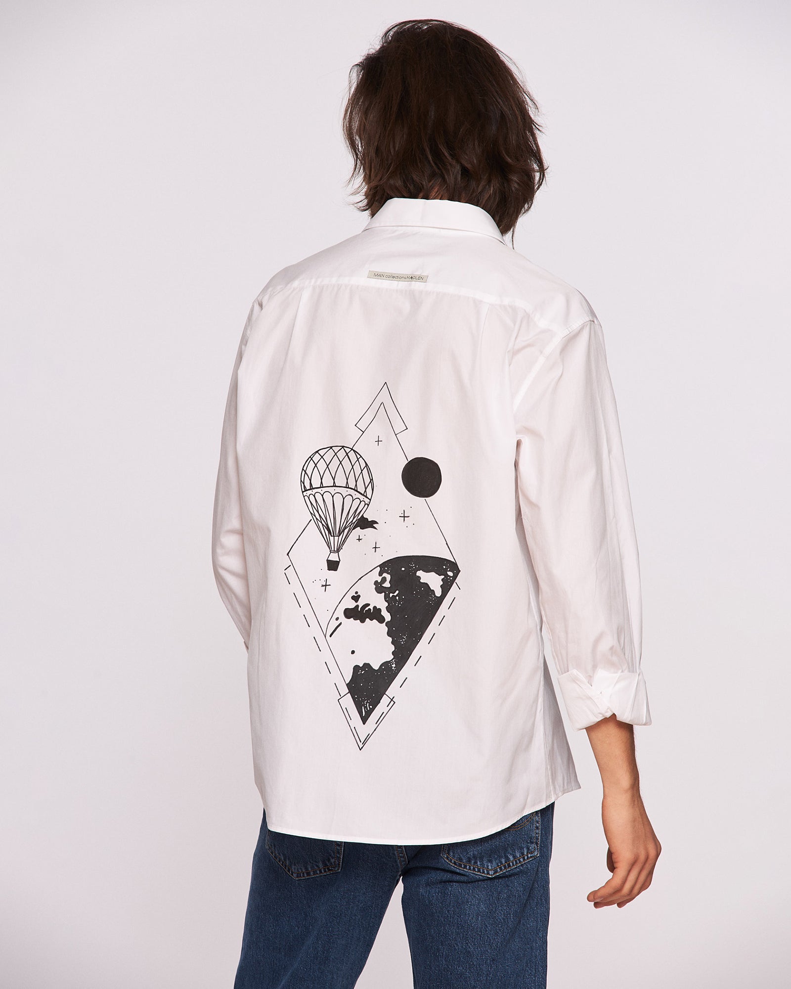 Men's hand-painted shirt "Above the world"