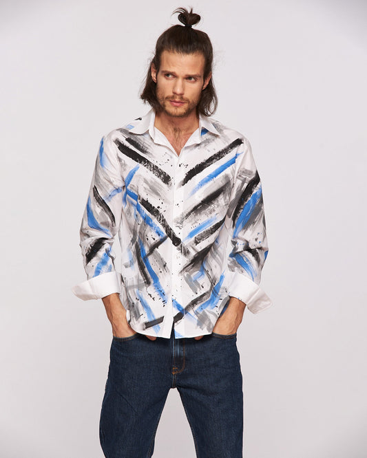 Cămașă bărbați pictată manual "Traces of the past"