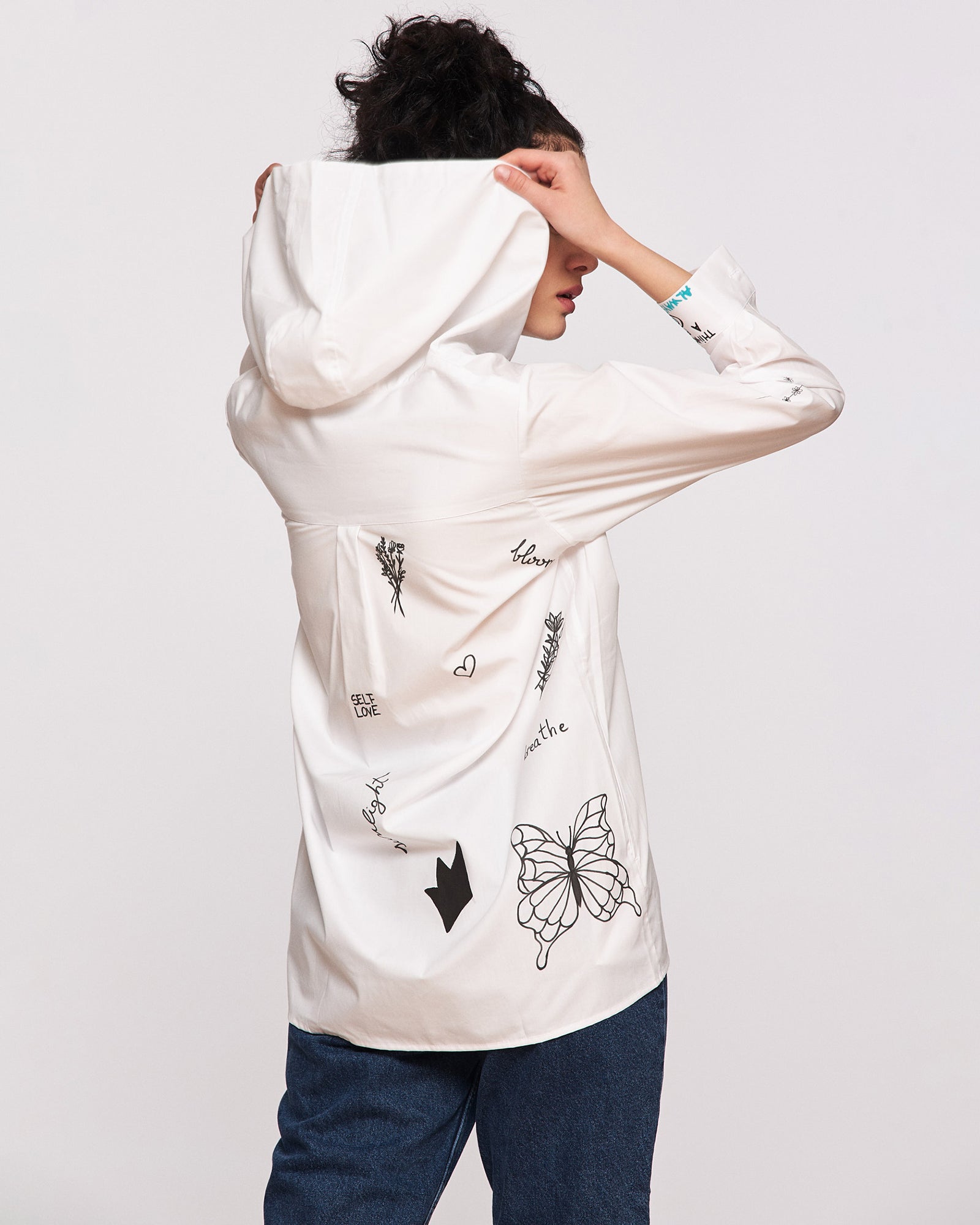 "Notes to self" women's hooded shirt