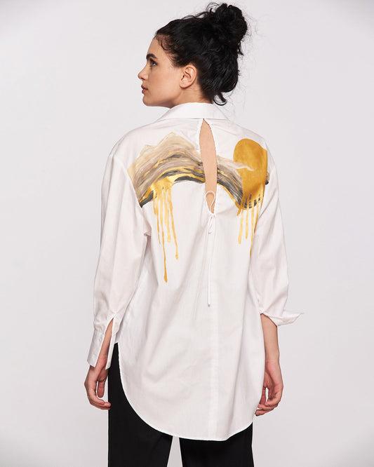 Women's open back shirt "Golden dunes"