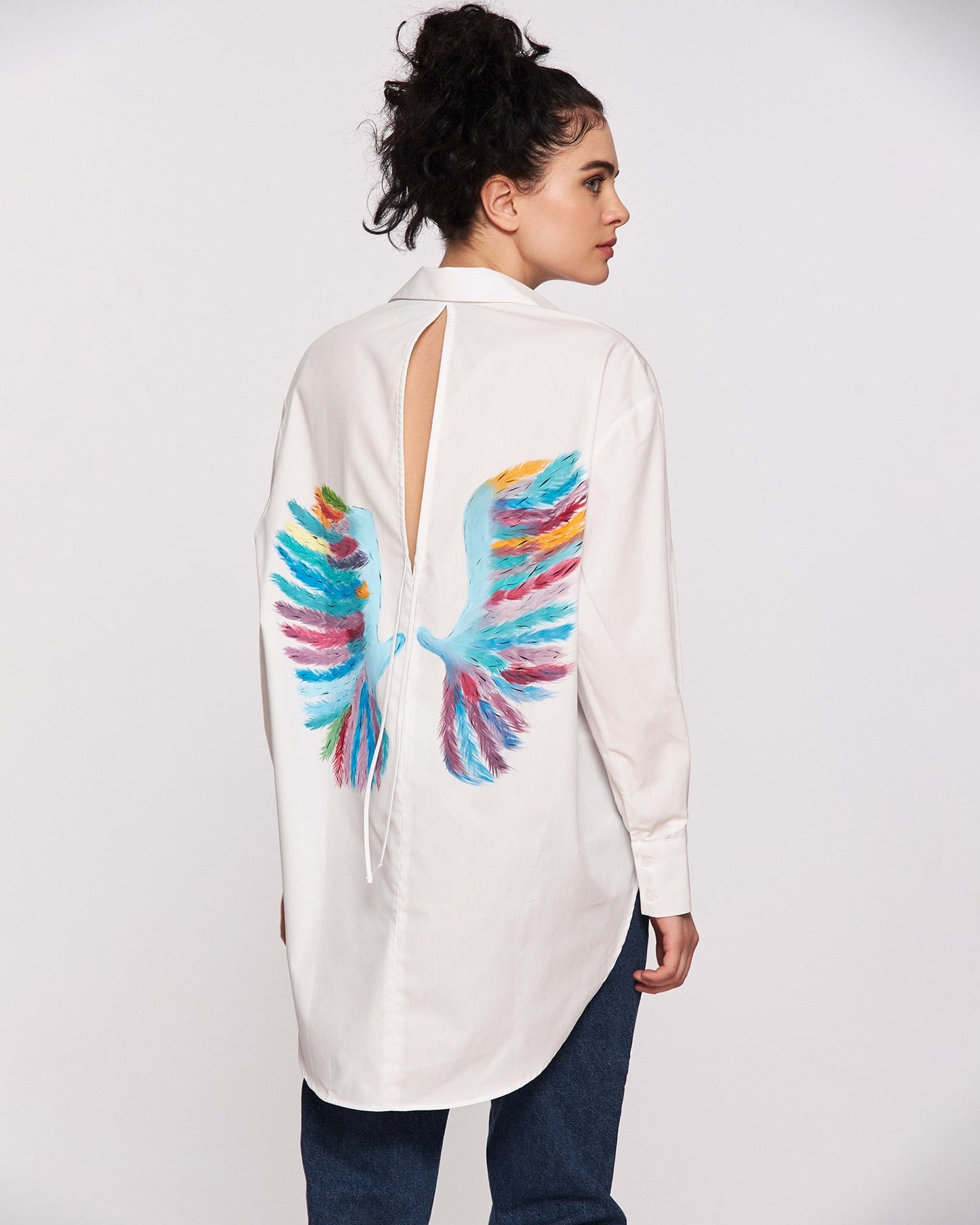 Open back shirt "Angel wings in colors"