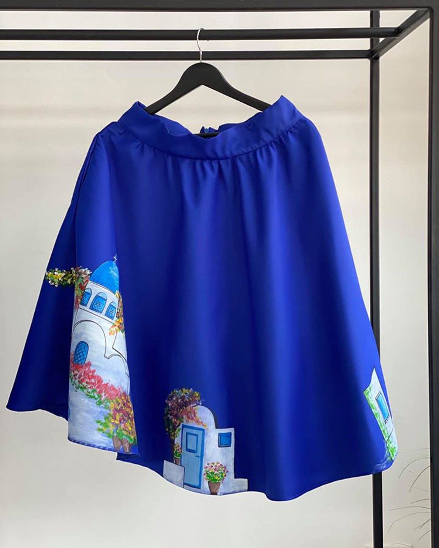 Fustă pictată manual "Santorini"