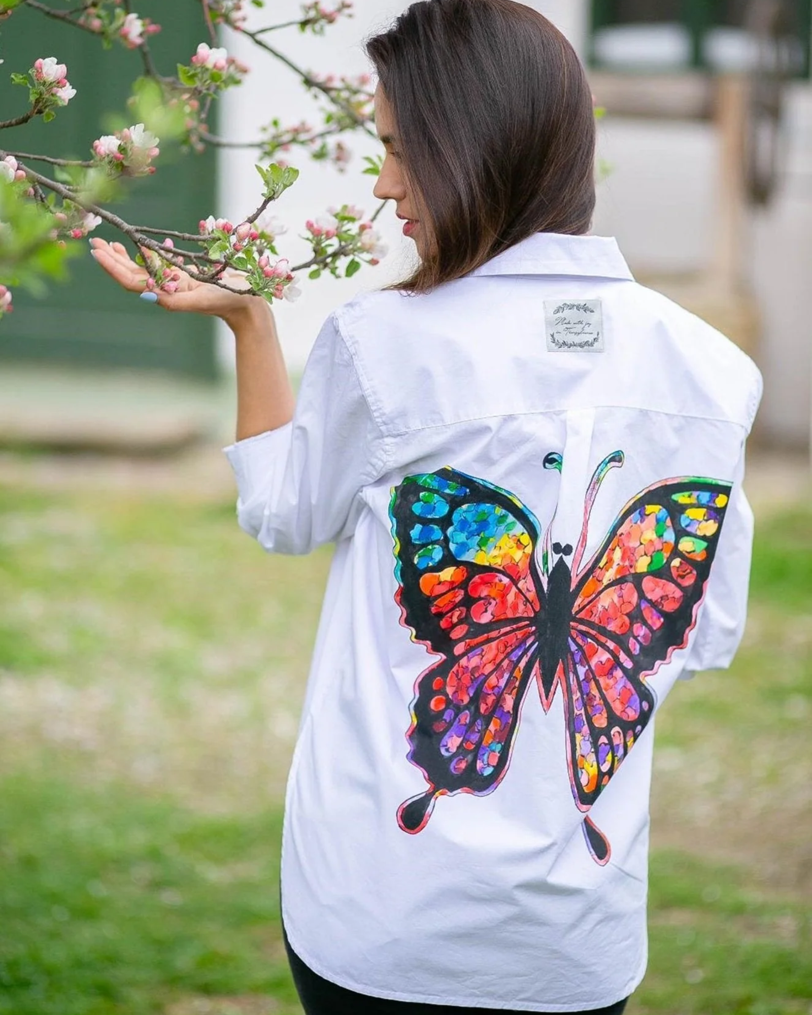 "Colorful butterfly" hand-painted women's shirt