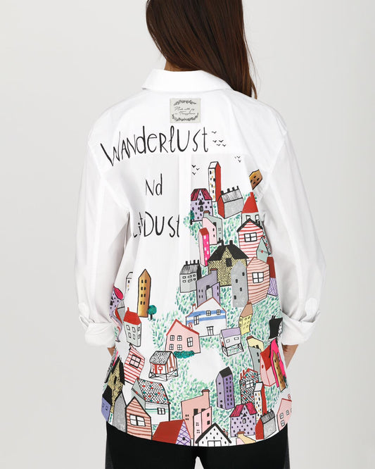 Cămașă pentru femei motiv călătorie "Wanderlust and city dust"