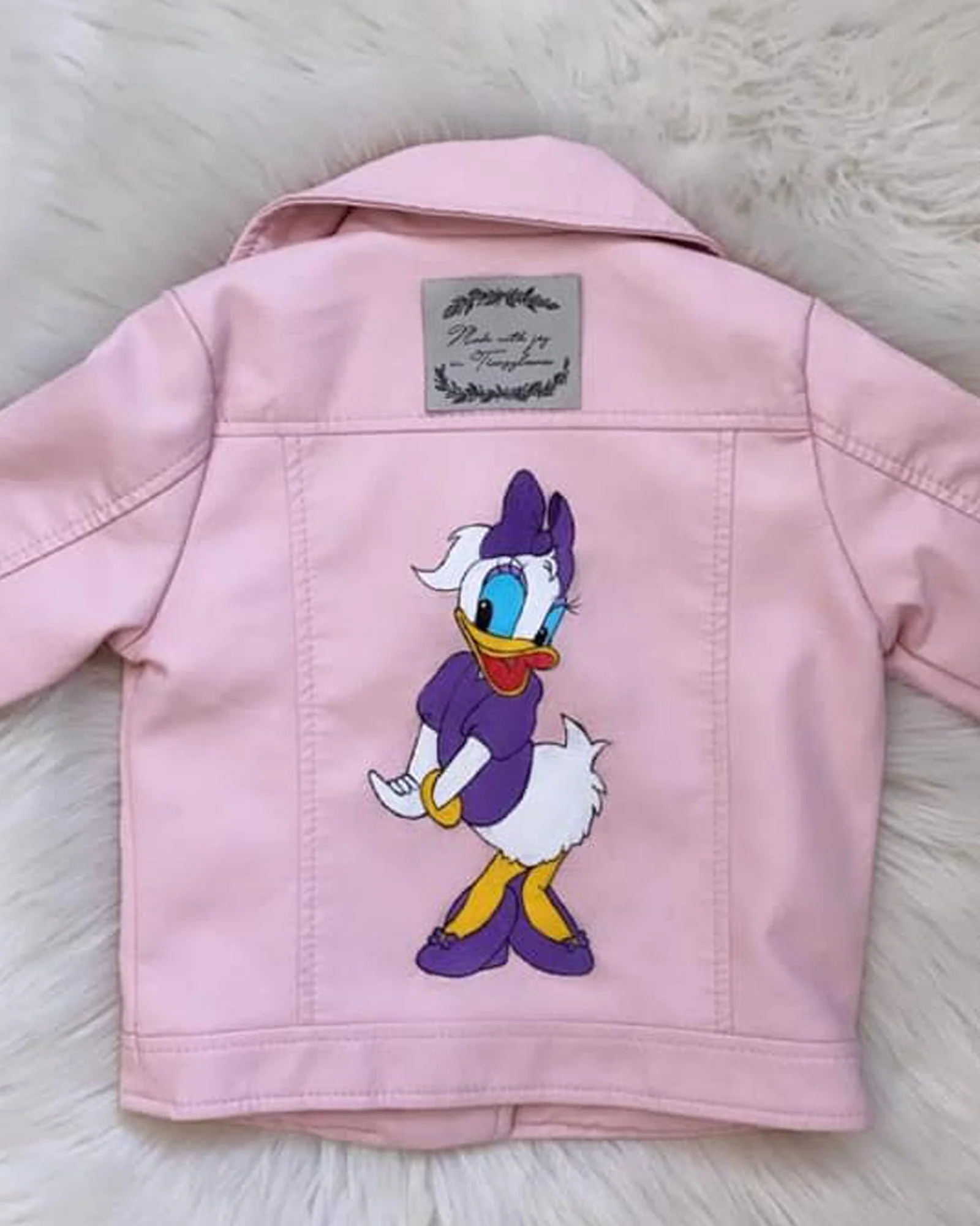 "Daisy Duck" Hand Painted Leather Jacket