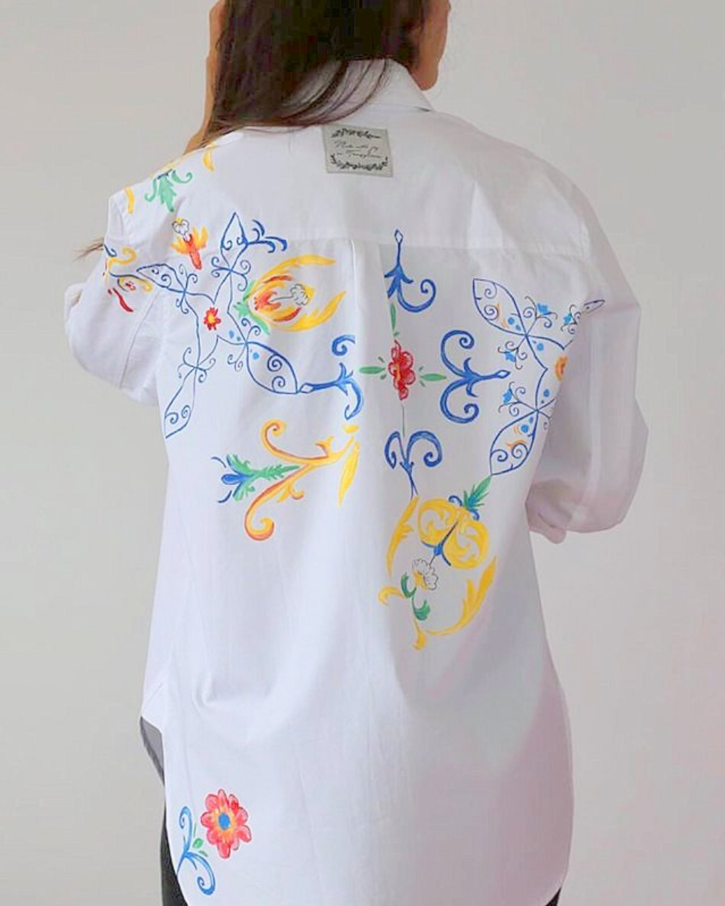 Floral pattern painted shirt