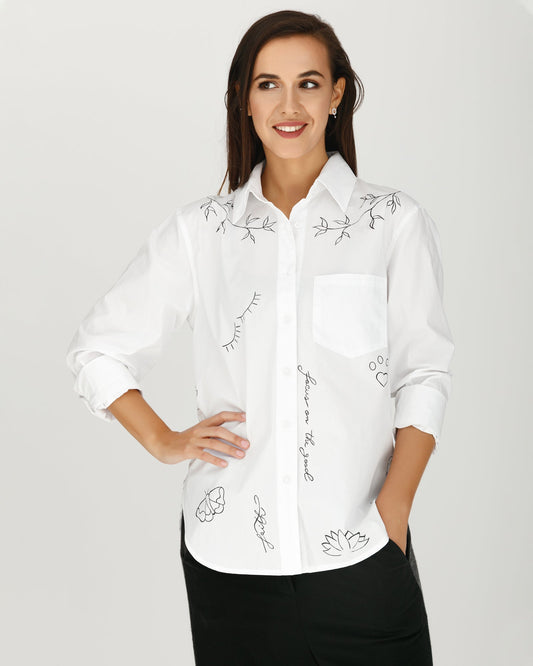 Women's hand-painted shirt "Focus on the good"