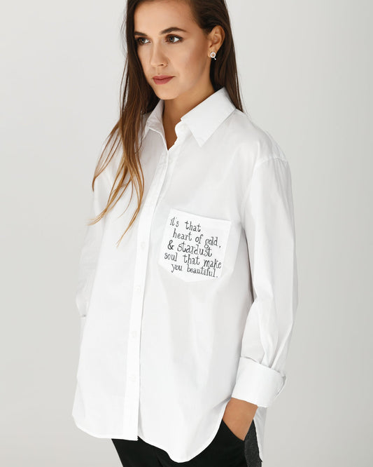 Women's hand-painted shirt "Heart of gold"