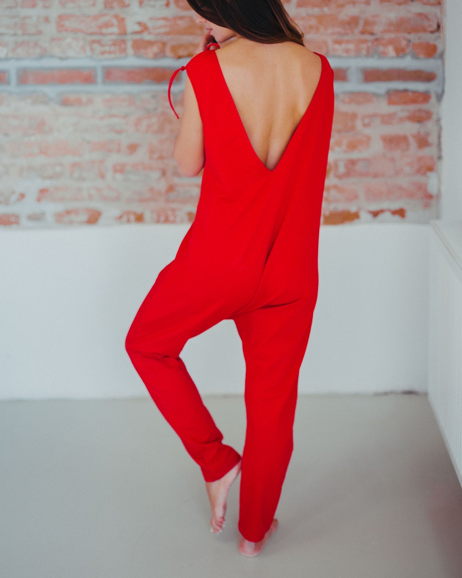 Cotton jumpsuit "Red Touch"