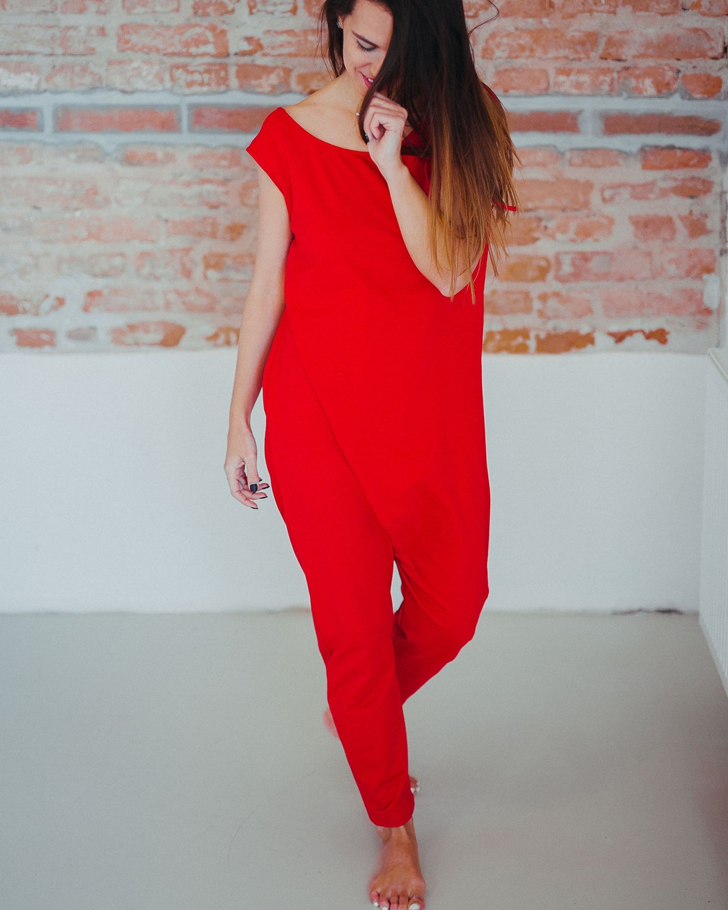 Cotton jumpsuit "Red Touch"