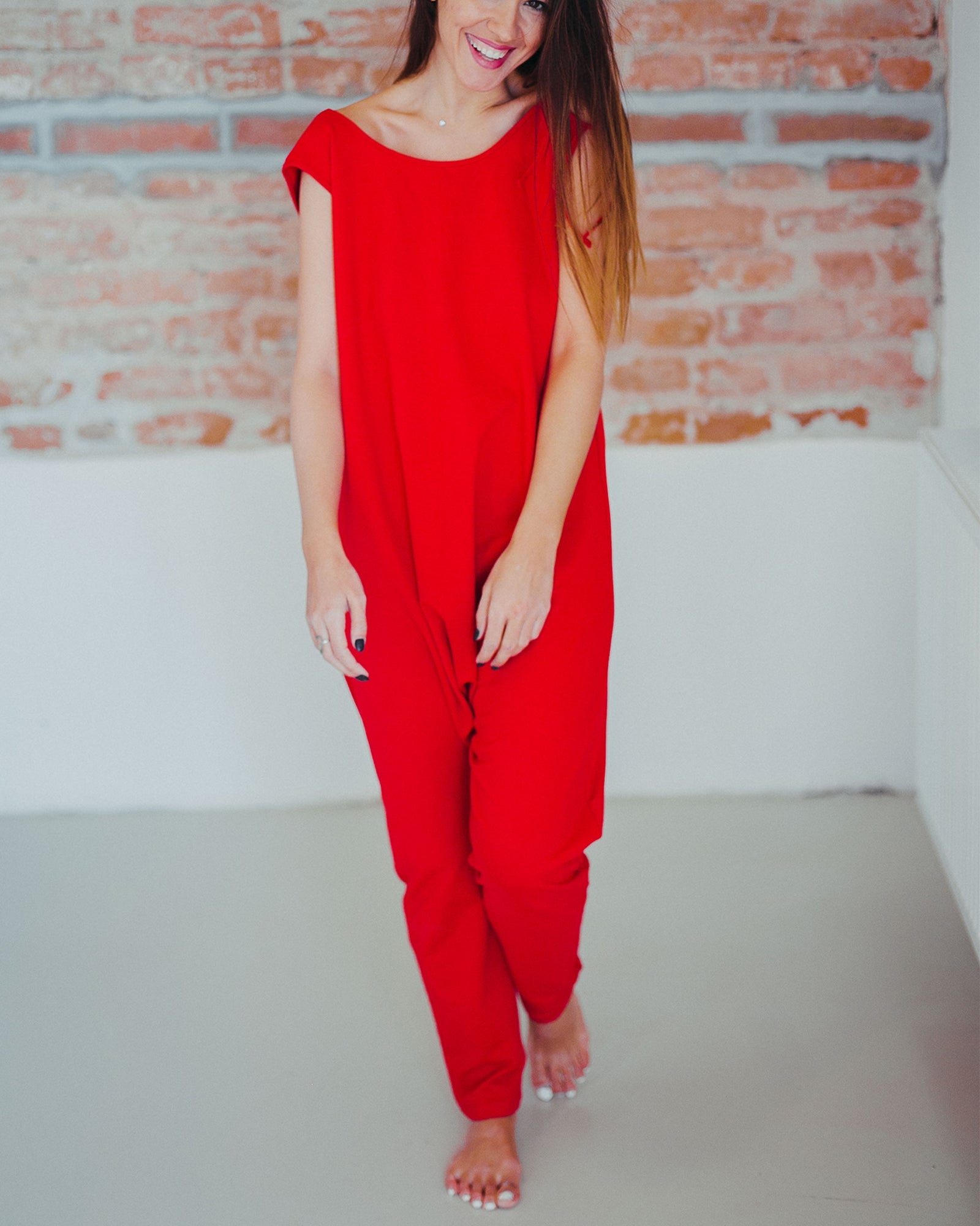 Cotton jumpsuit "Red Touch"