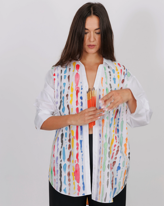 Cămașă damă open back "Life in colorful lines"