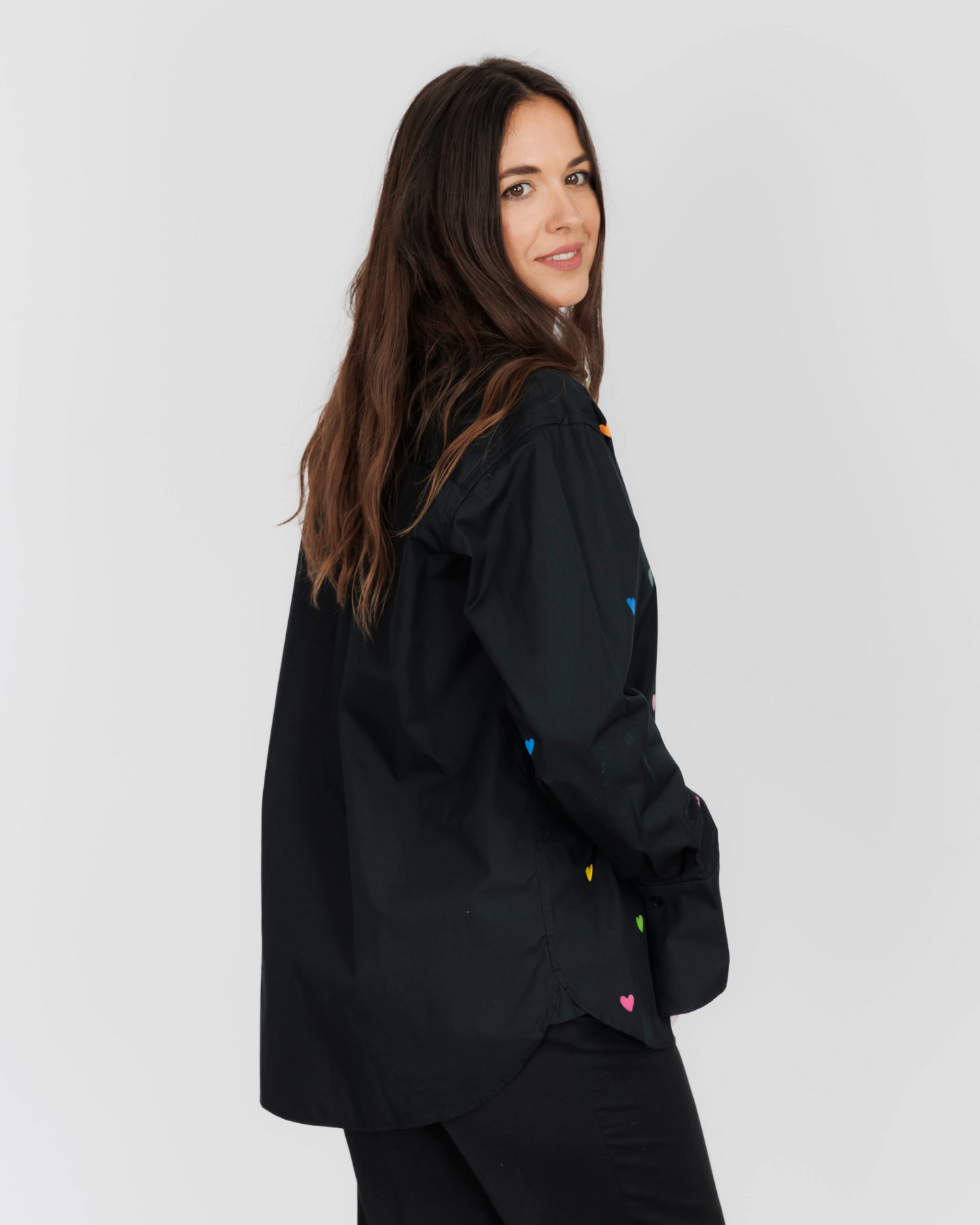 CĂMAȘĂ NEAGRĂ DAMĂ OVERSIZED "Little hearts, big soul"