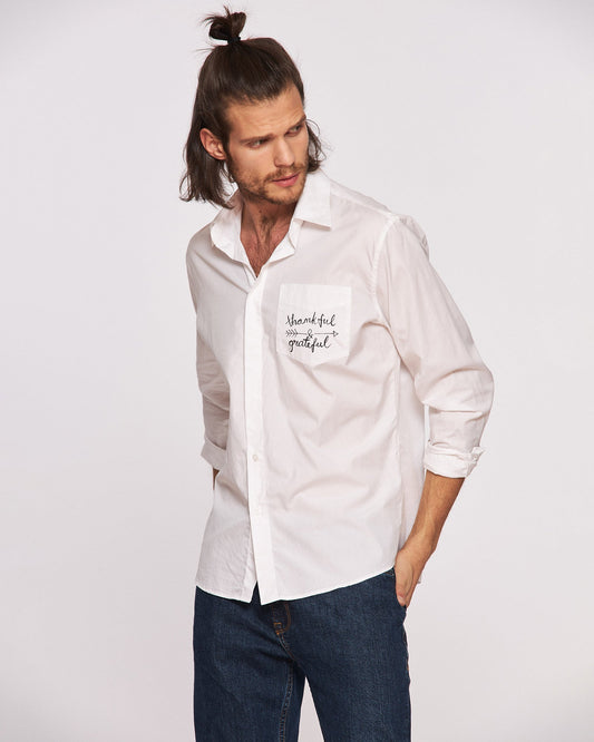 Cămașă bărbați pictată manual "Gratitude"
