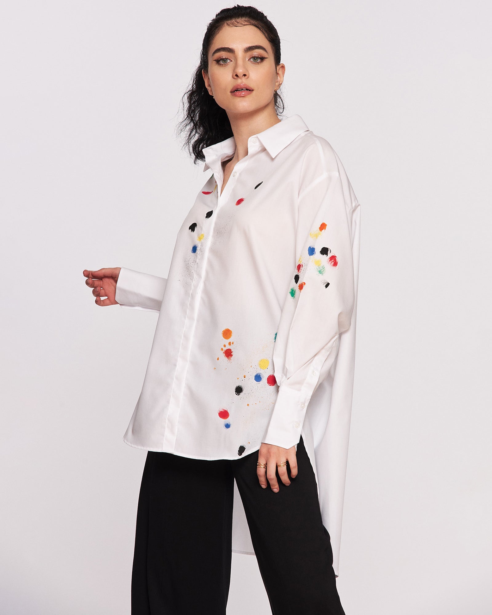 "Colorful Spots" Hand Painted Women's Shirt