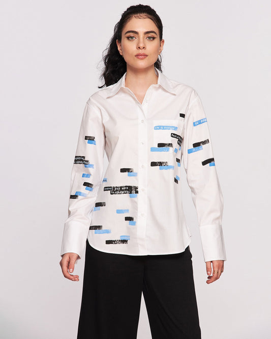 Cămașă damă pictată manual "Life is Ecstasy"