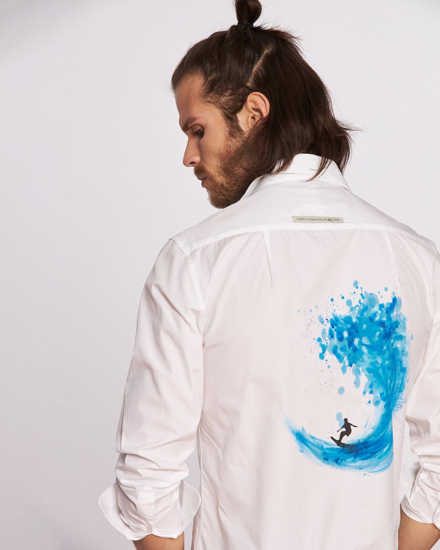 "Catch the wave" hand painted men's shirt