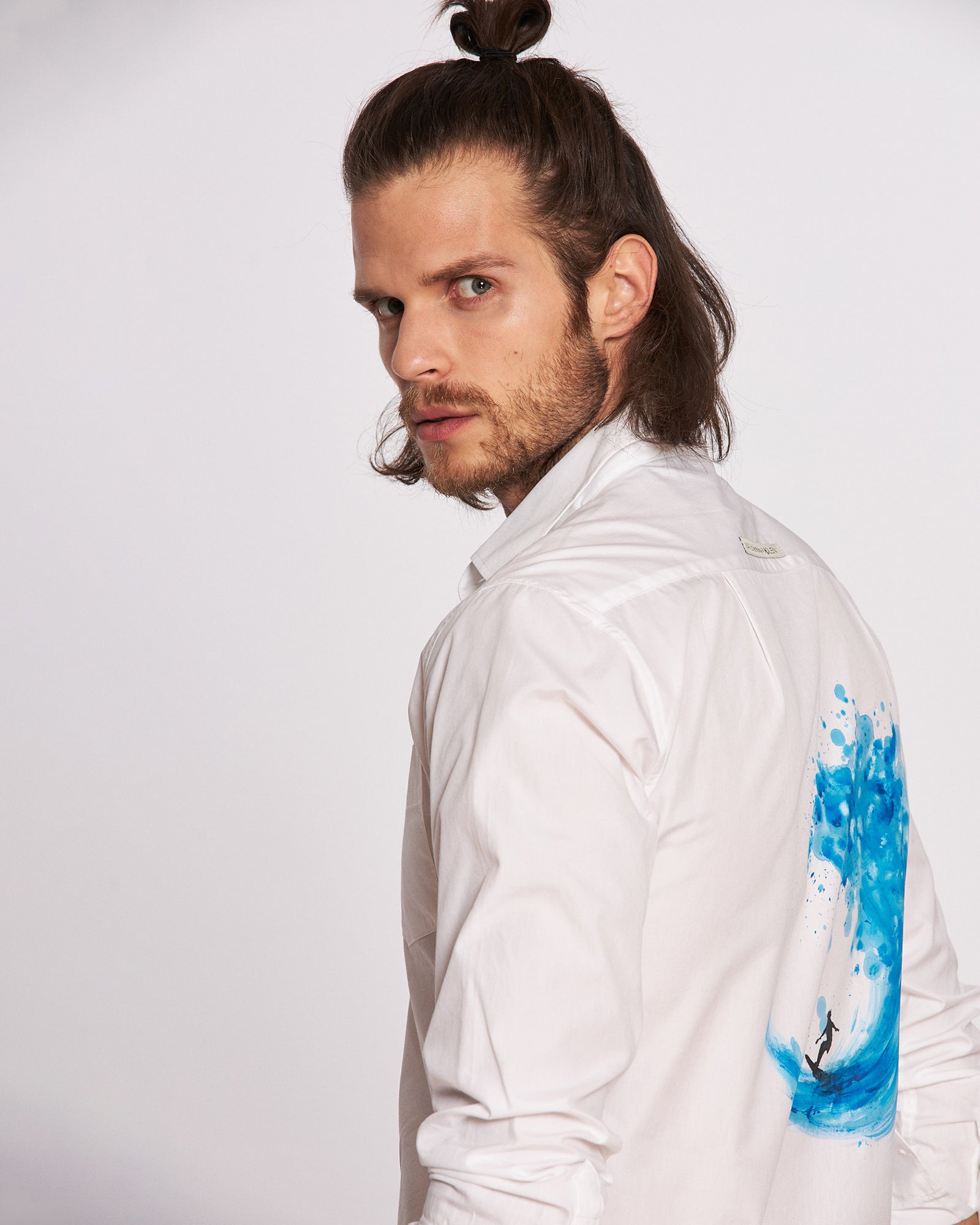 "Catch the wave" hand painted men's shirt