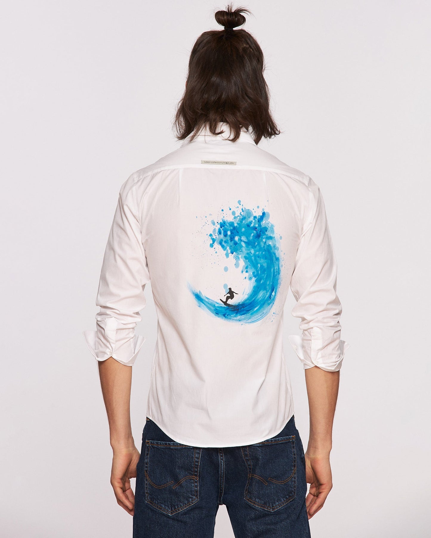 "Catch the wave" hand painted men's shirt