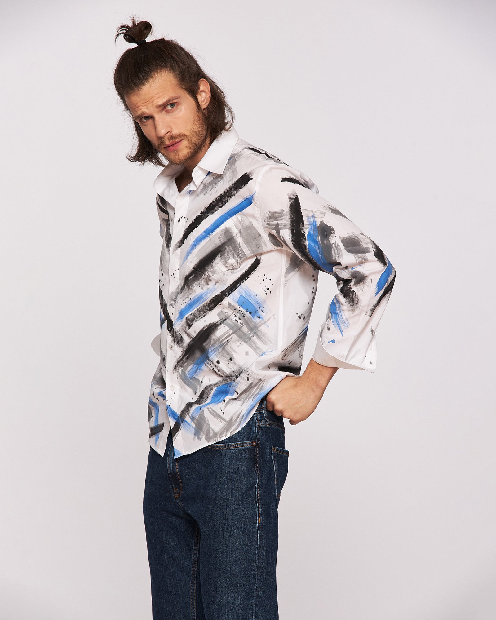 Men's hand-painted shirt "Traces of the past"