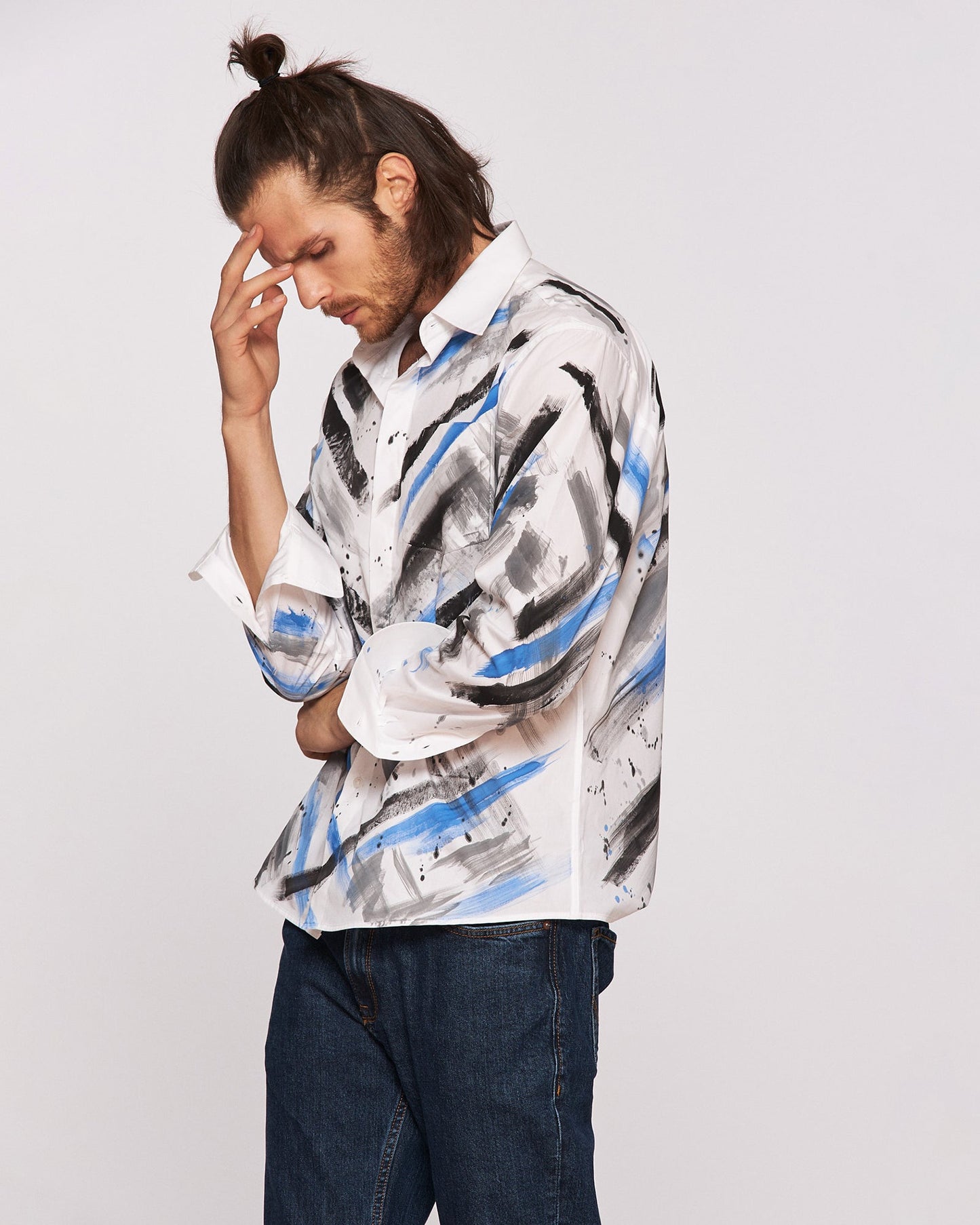 Cămașă bărbați pictată manual "Traces of the past"