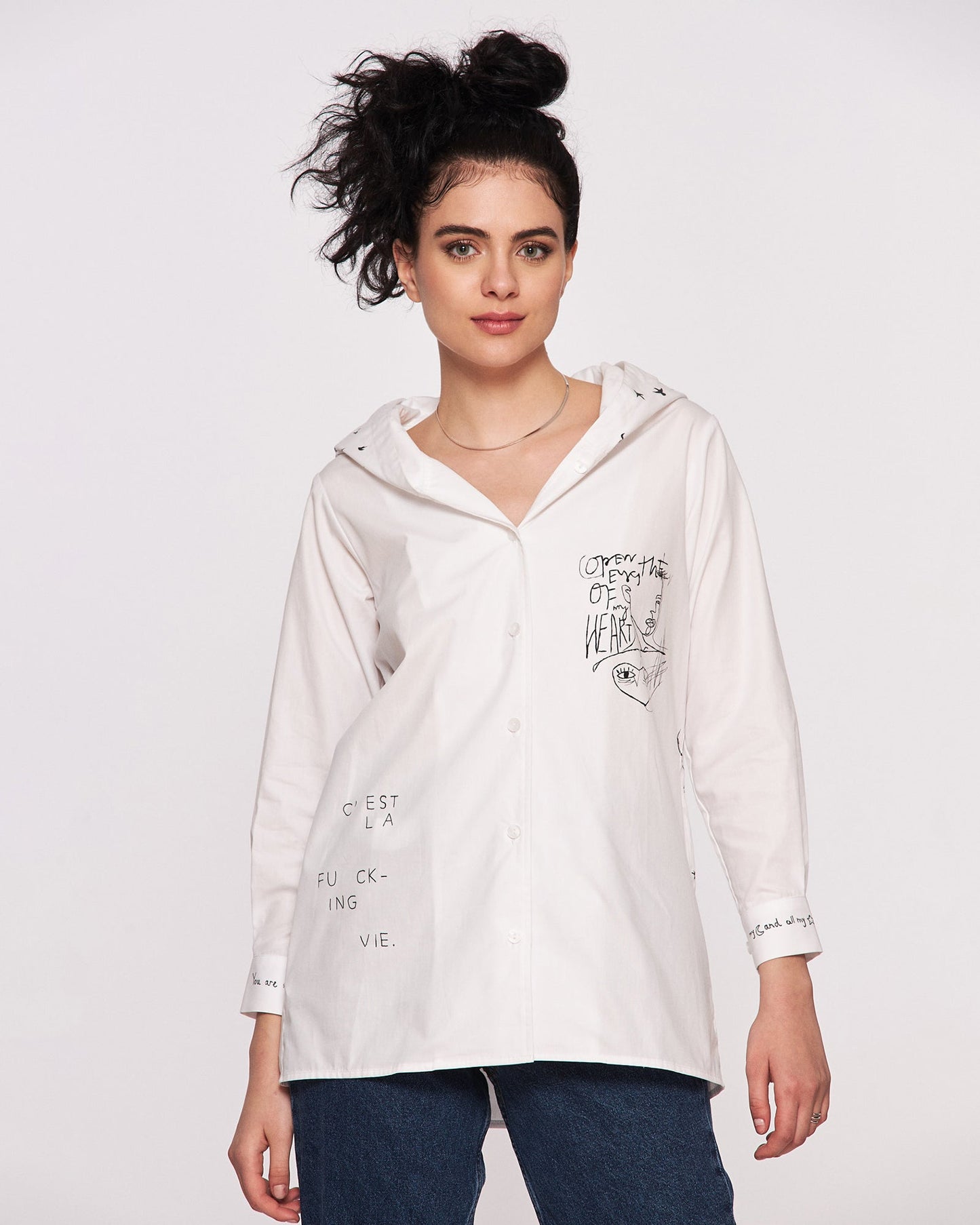 Cămașă damă cu glugă "C'est la vie!"