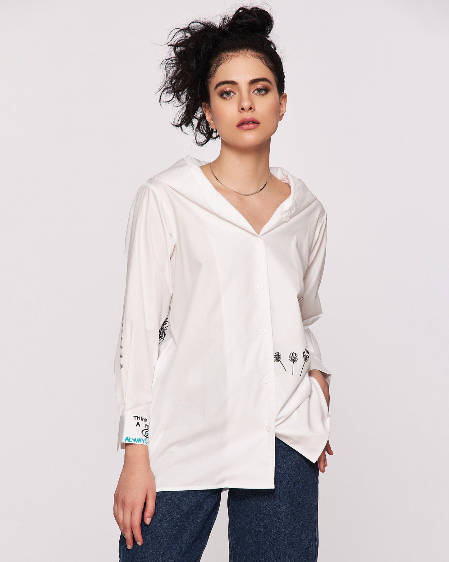 "Notes to self" women's hooded shirt