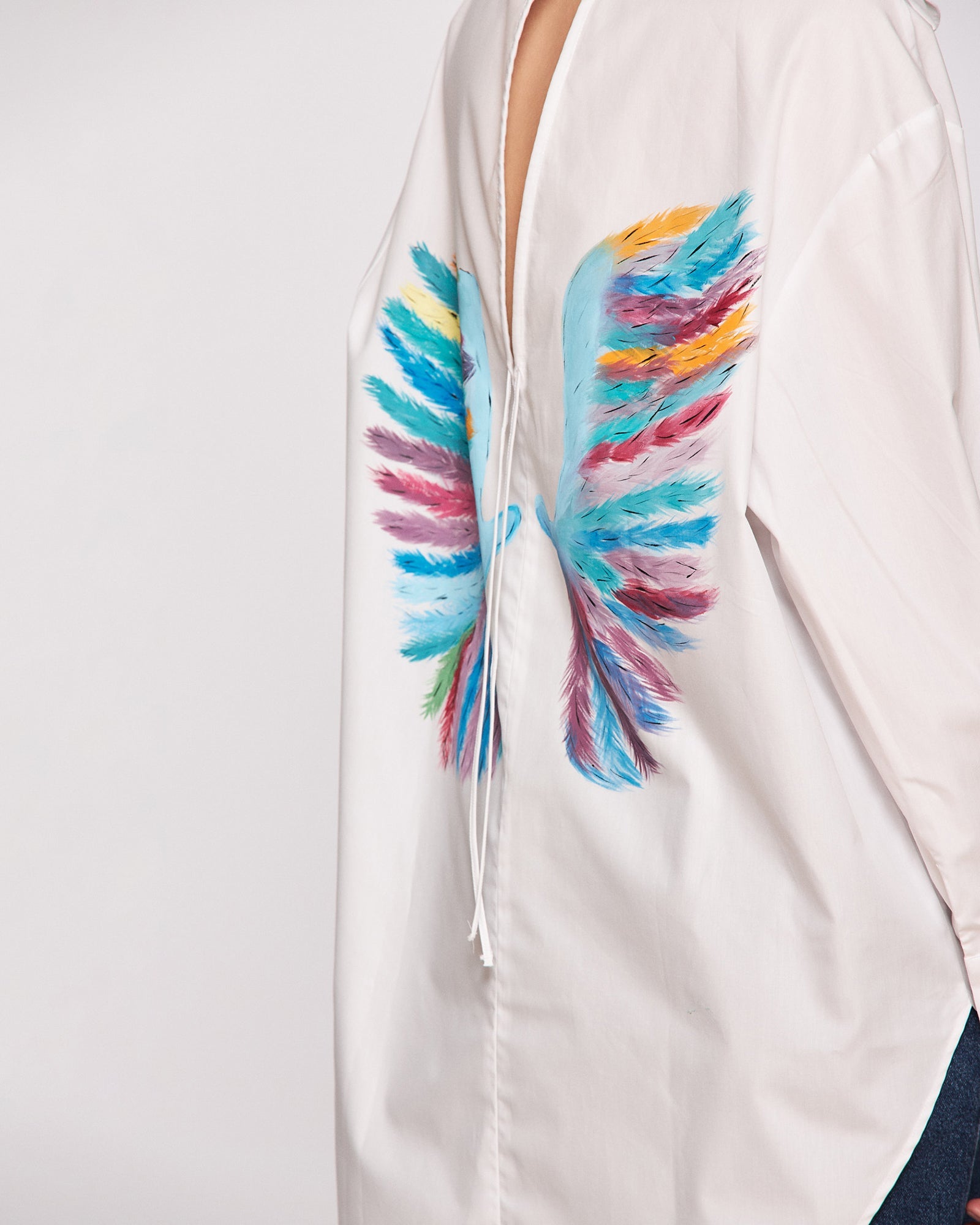 Open back shirt "Angel wings in colors"