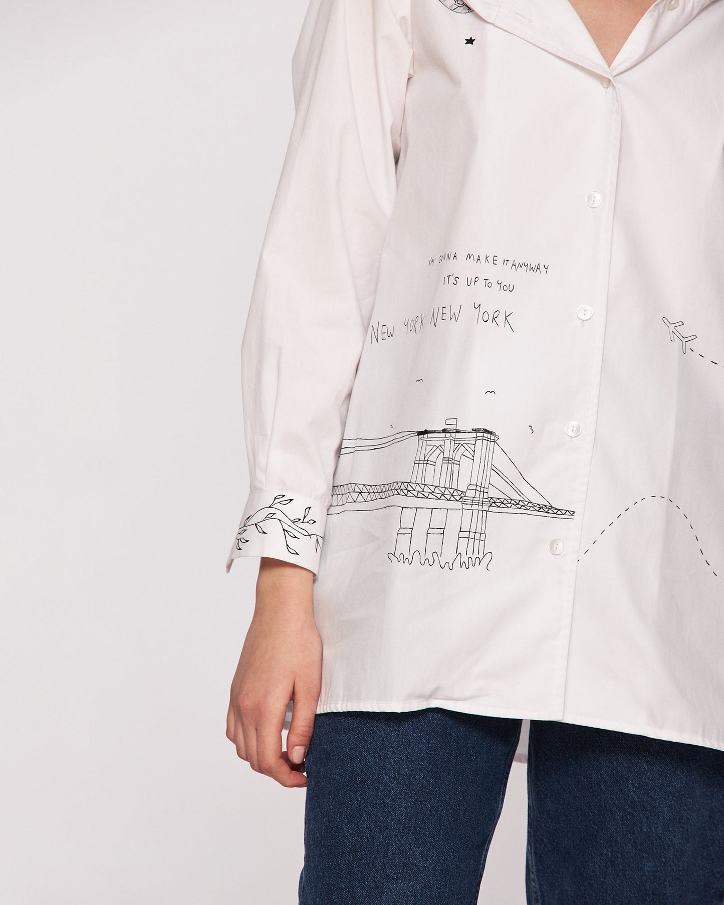 Cămașă damă cu glugă "Fly me to New York"