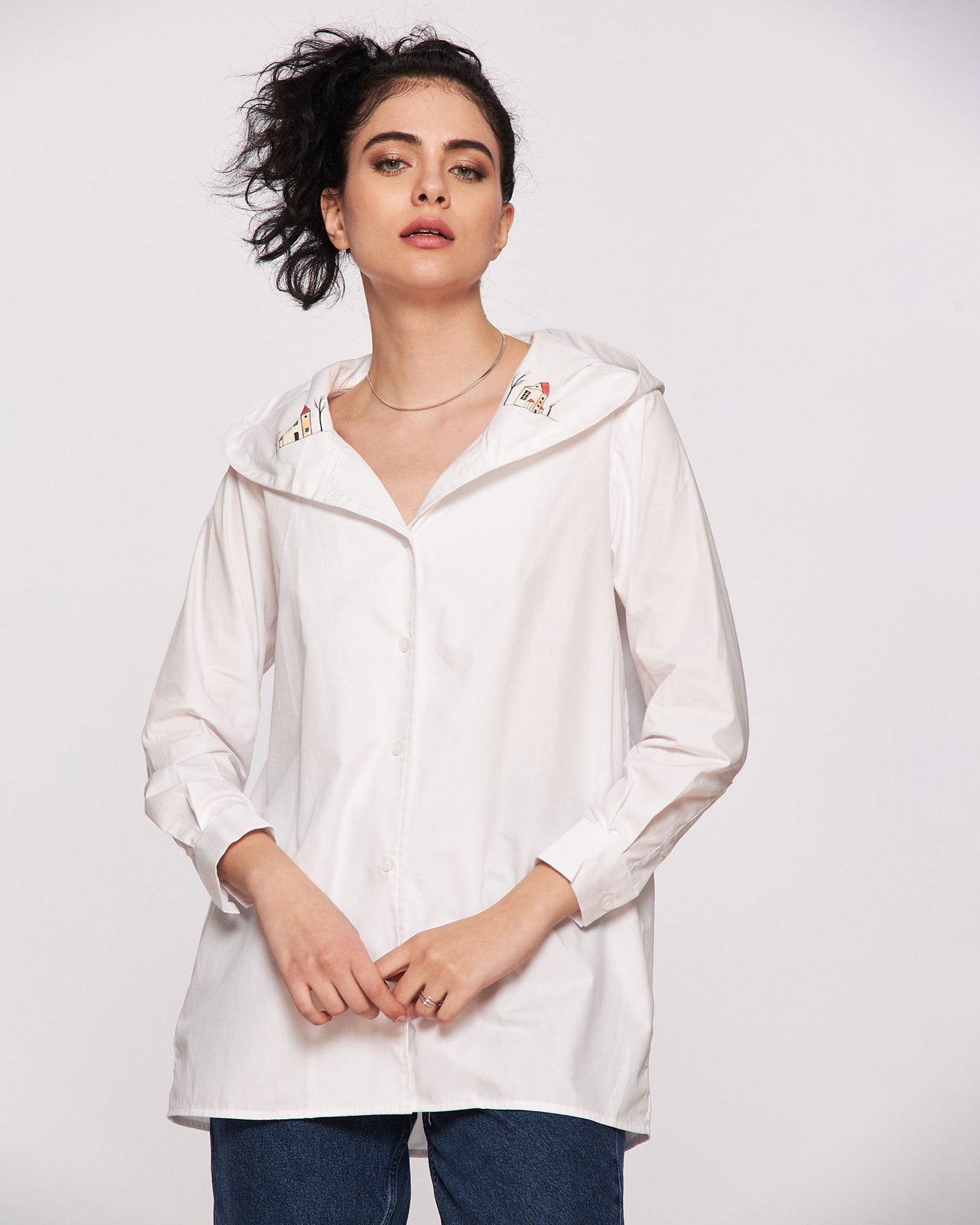 Women's hooded shirt "Pittoresque houses"