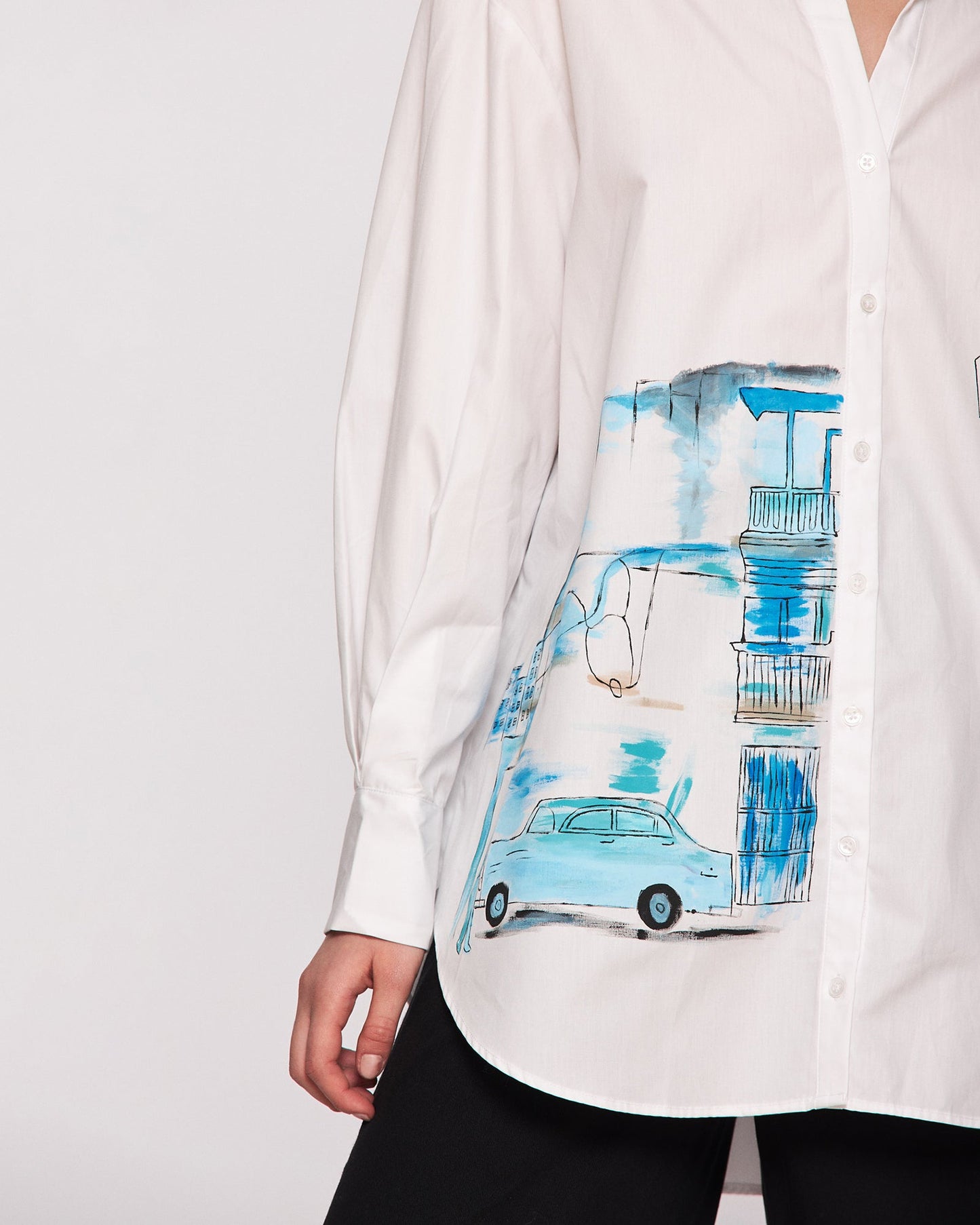 "Thinking of Cuba" open back shirt