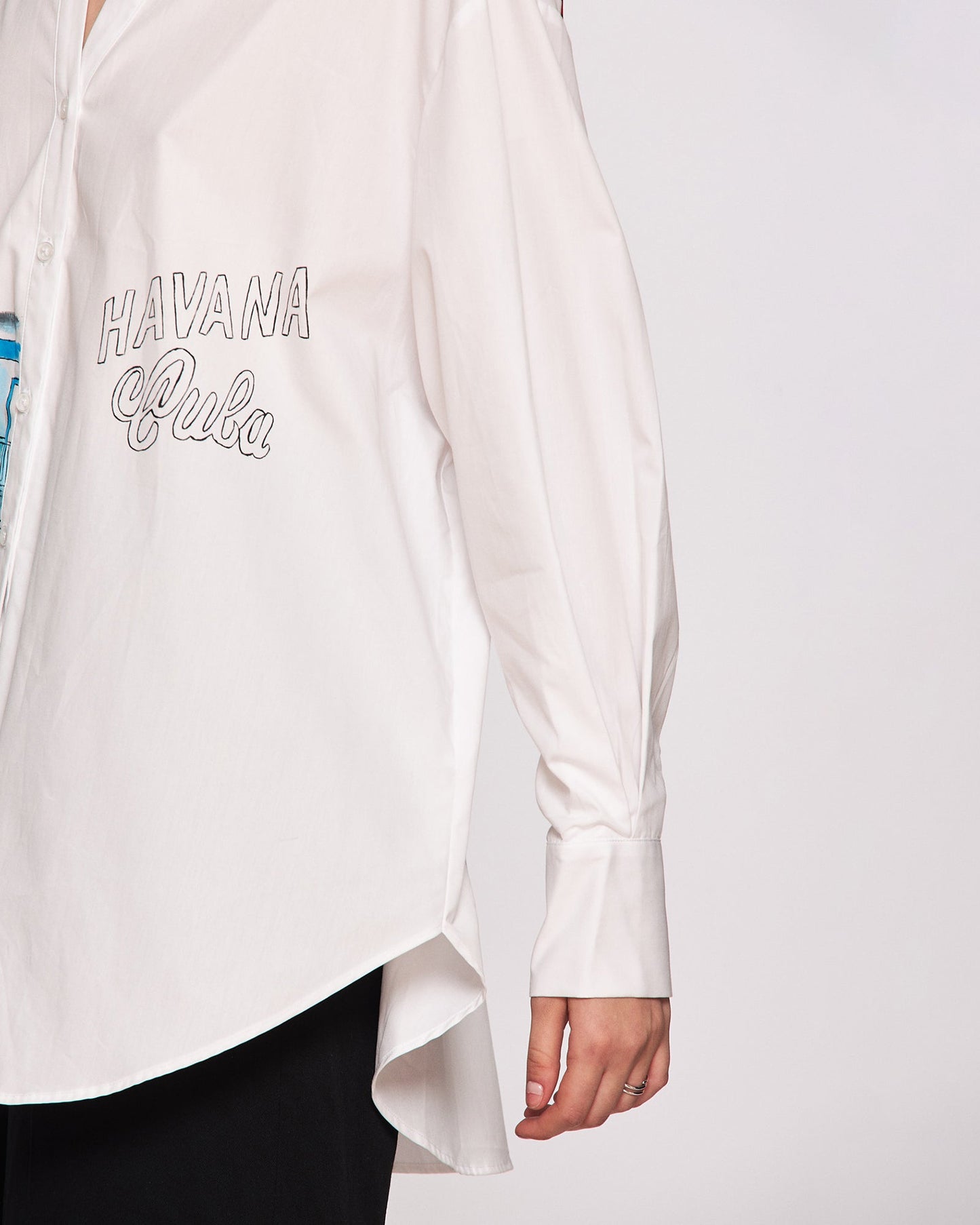 "Thinking of Cuba" open back shirt