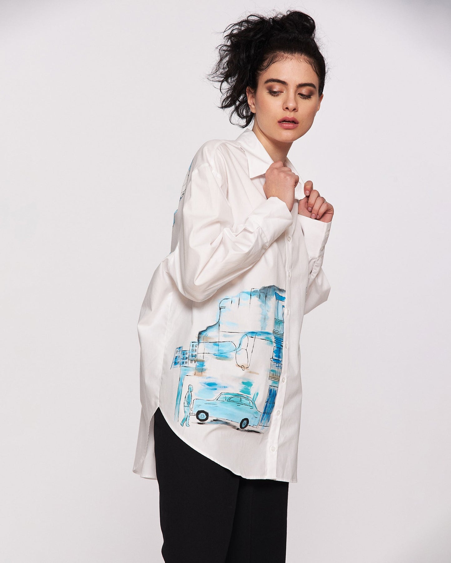 "Thinking of Cuba" open back shirt