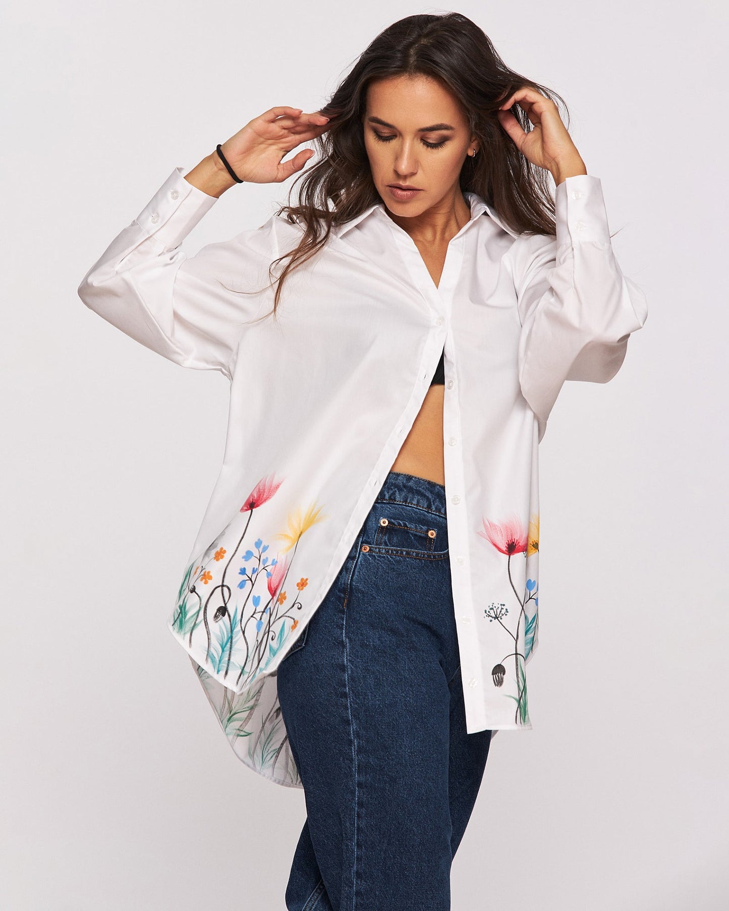 Women's open back shirt "The land of flowers"