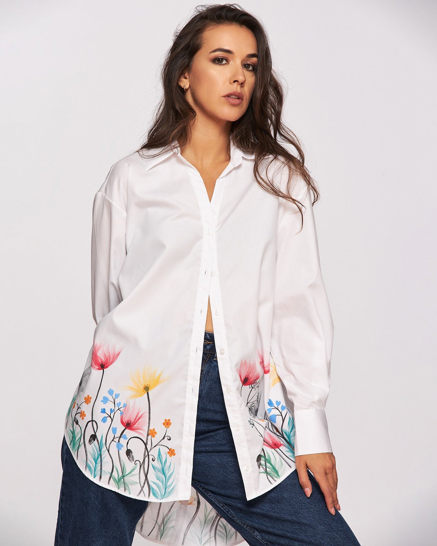 Women's open back shirt "The land of flowers"