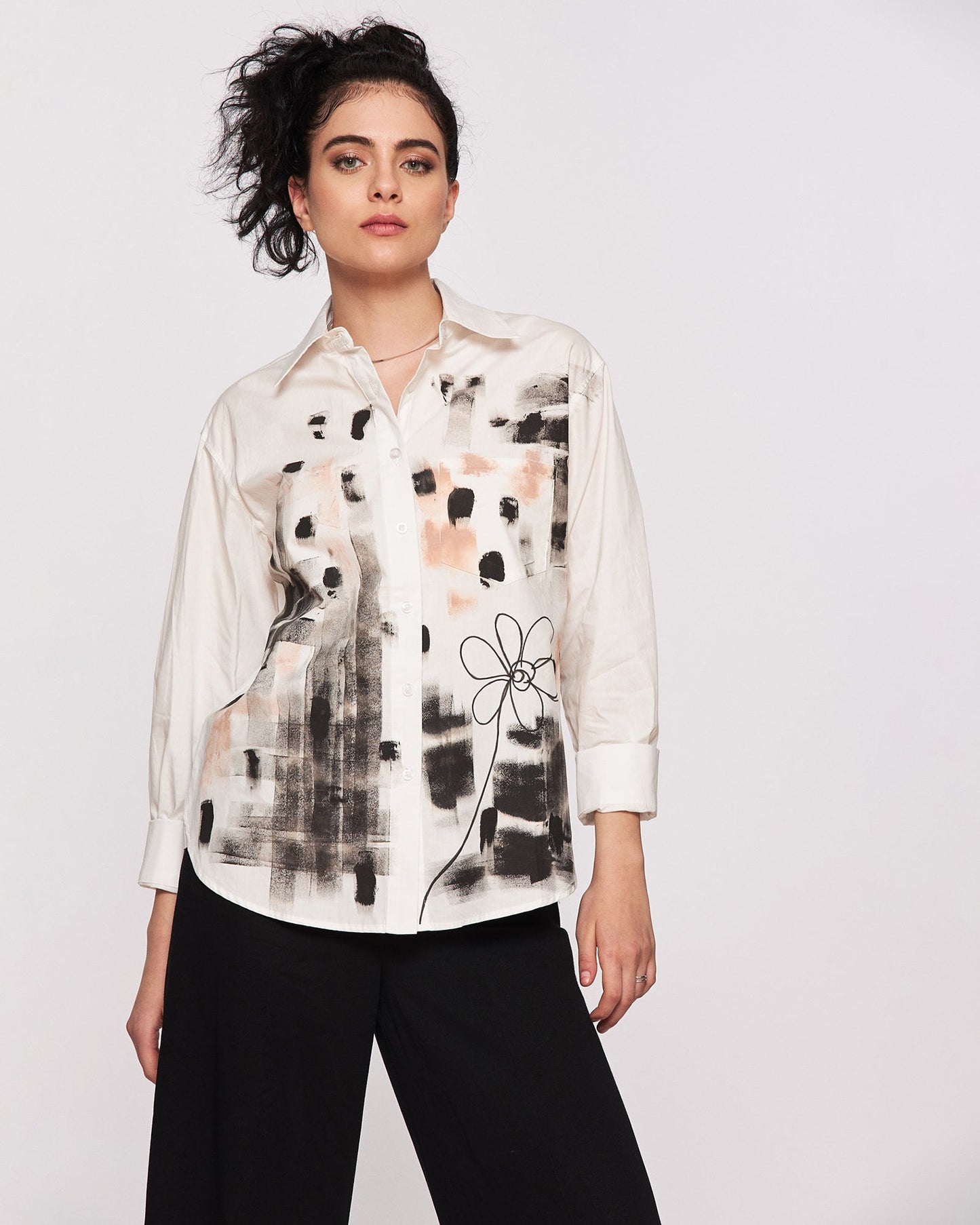 Hand-painted women's shirt "The touch of nature"