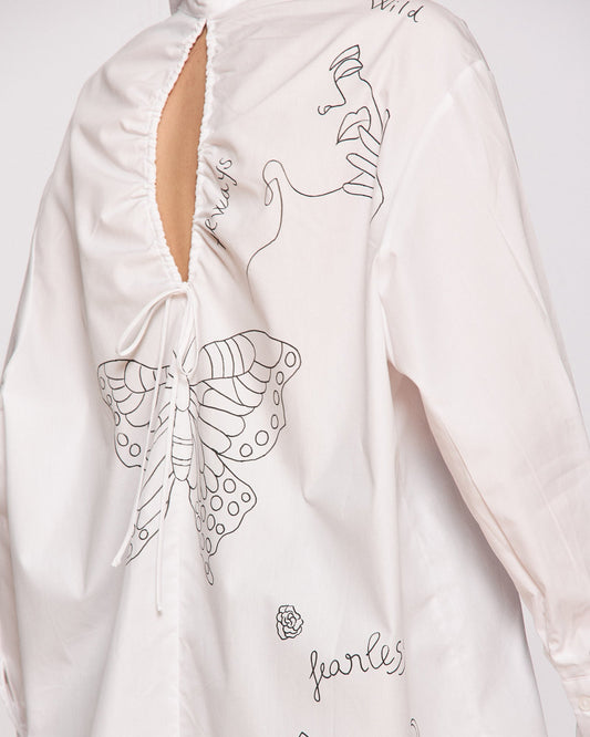 Cămașă damă open back "You are brave!"