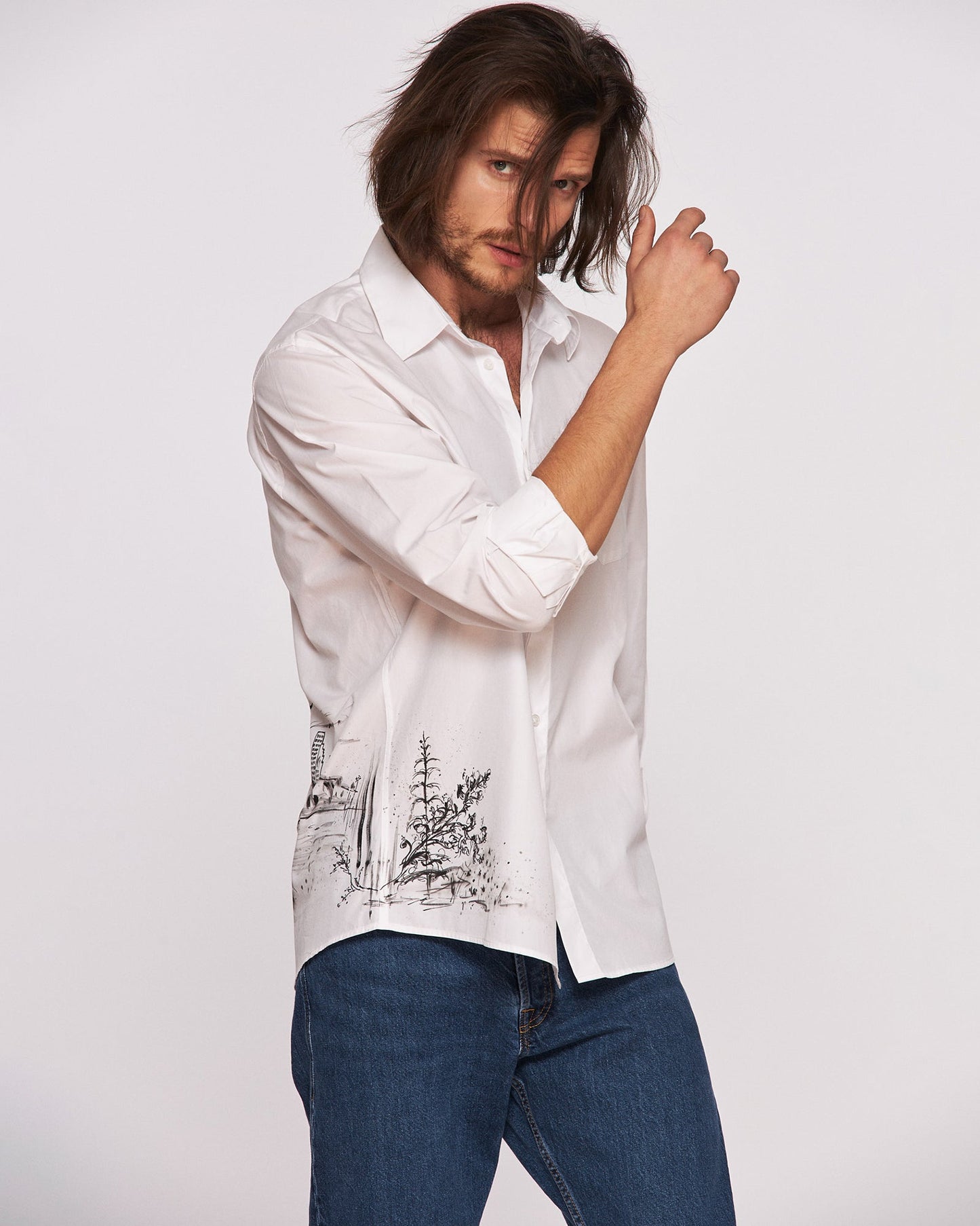 Cămașă bărbați pictată manual ’’New York Story"