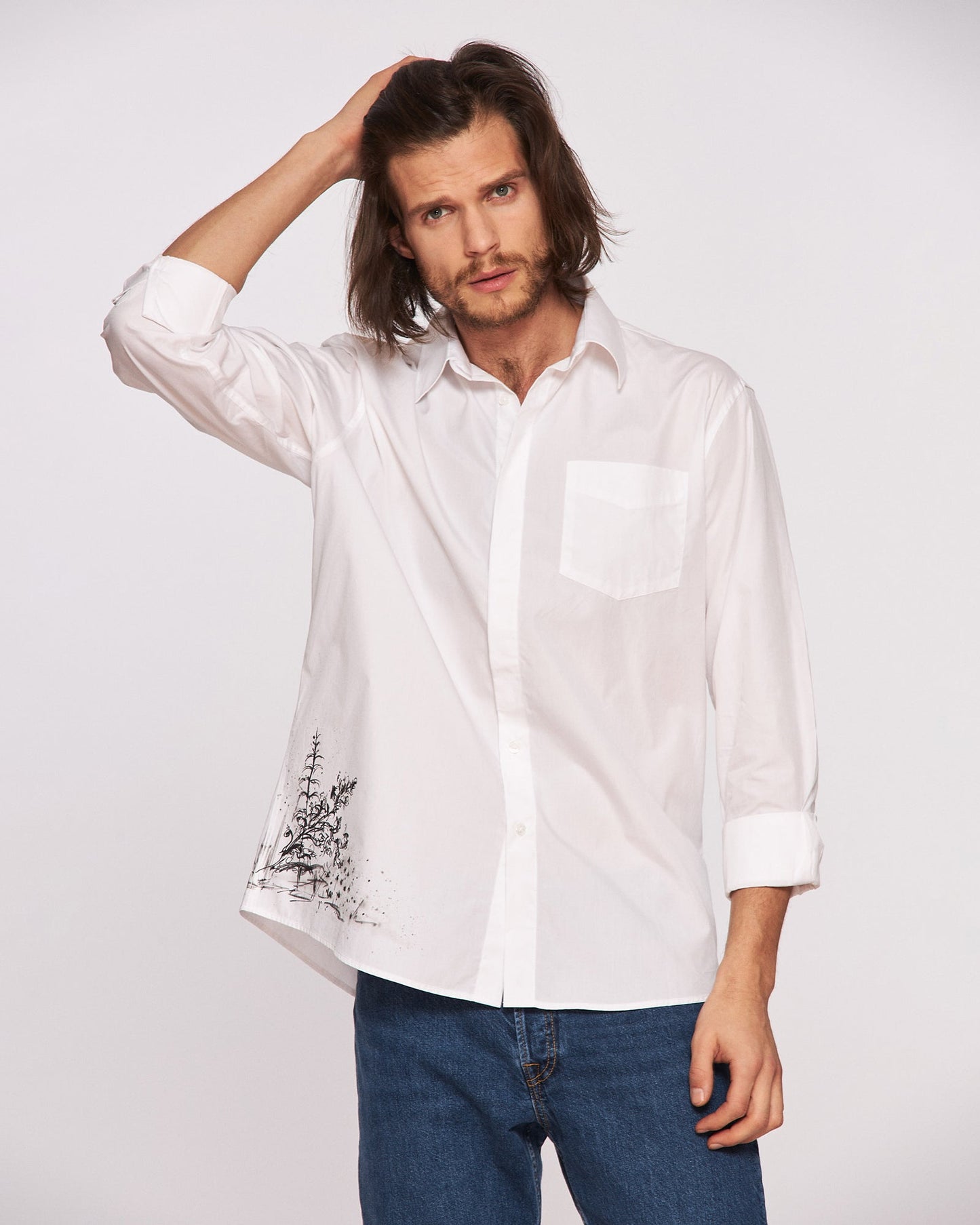 Cămașă bărbați pictată manual ’’New York Story"