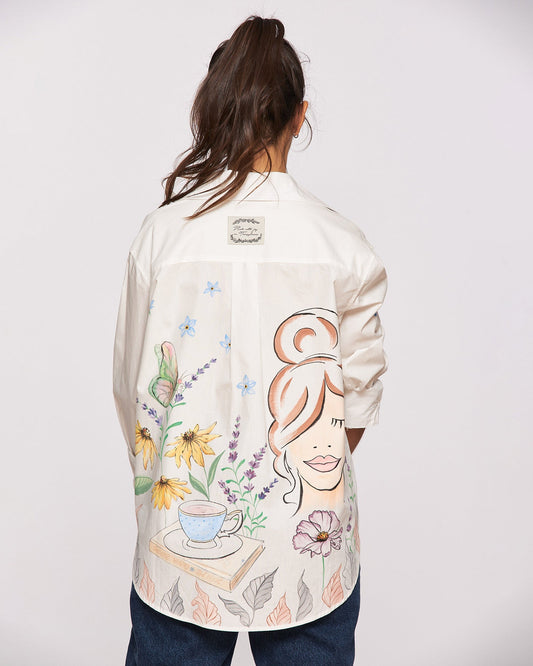 "Sweet morning" hand painted women's shirt