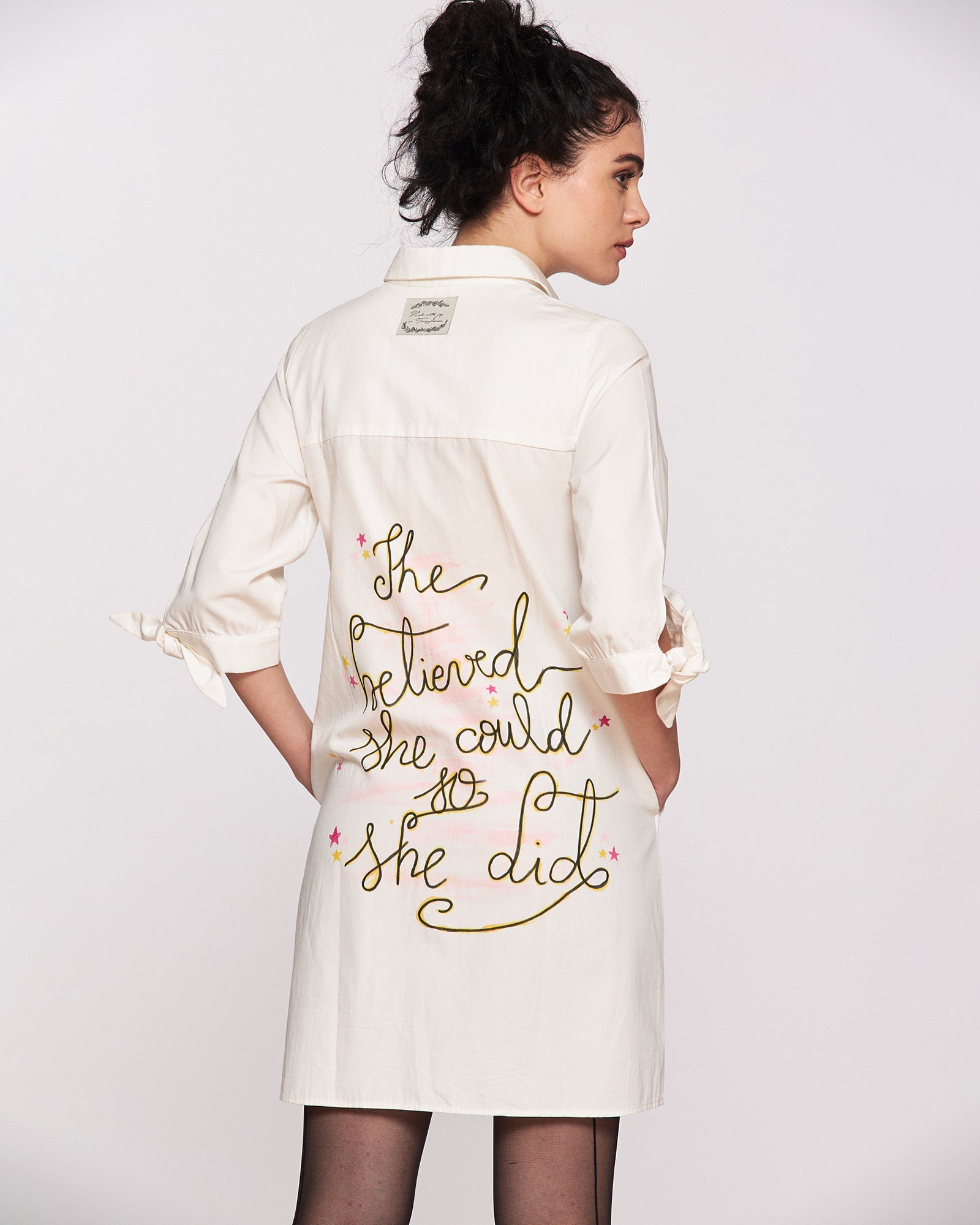 Women's dress with inspirational message "Positivity"