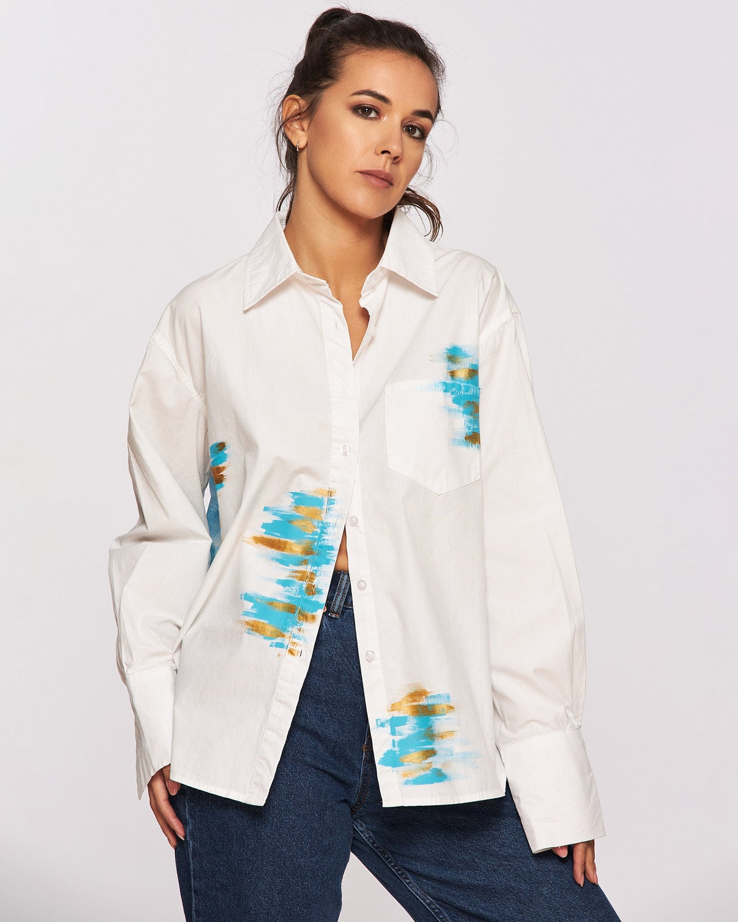 Hand painted shirt "Under the stars in colors"