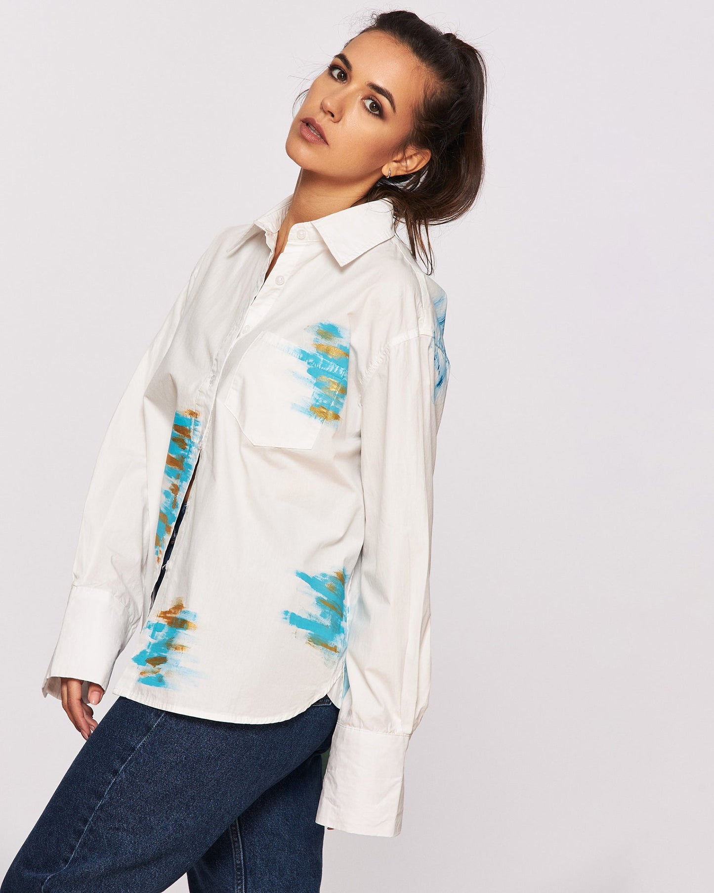 Hand painted shirt "Under the stars in colors"